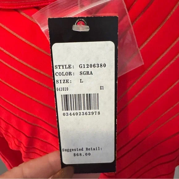 Guess Red Striped Button Down Shirt L. NWT - Picture 8 of 9